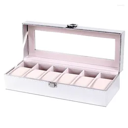 Watch Boxes 6 Grids Jewelry-Box For Women Female Girl Watches Decorative Organiser Fashion Gift Slots