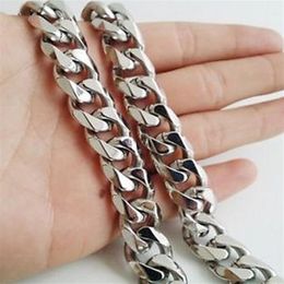 Brand New For Holiday GIft High Quality Silver 316L Stainless steel Fashion curb Link Chain Necklace Cool men Bling 13mm 20'&228z