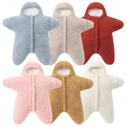 06 Month Baby Sleeping Bags Starfish Shape Winter Soft born Wrap Blanket Swaddling Warm Cotton Sleepsack for Babies 231222