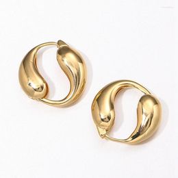 Hoop Earrings Punk Fashion Personality Charm Two Water Droplet Circulation Gold Plated Jewelry 316L Stainless Steel Accessories