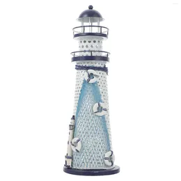 Candle Holders Ocean Lighthouse Candlestick Decor Night Lights Ornamental Lamp Bedside Gift Iron Art Desktop Seaside