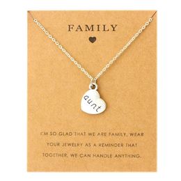Aunt Sister Uncle Pendants Chain Necklaces Grandma Grandpa Family Mom Daughter Dad Father Brother Son Fashion Jewellery Love Gift300c