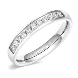 Wedding Rings 3 5mm Women Half Eternity Bands For Female Stainless Steel Cubic Zirconia Band Whole Size 4-12278D