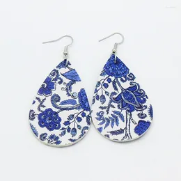 Dangle Earrings 2pairs Teardrop Flower Leaves PU Leather Printing Pendant Leaf Petal Drop Valentines Day Gift For Women Girls