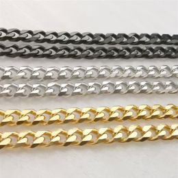 Lot 5meter in bulk 5MM black silver gold stainless steel Curb Link Chain findings Jewellery marking DIY necklace bracelet284H