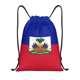 Shopping Bags Custom Flag Of Haiti Drawstring Bag Women Men Lightweight Sports Gym Storage Backpack