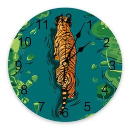 Wall Clocks Lotus Leaf Water Surface Tiger Clock For Modern Home Decoration Teen Room Living Needle Hanging Watch Table