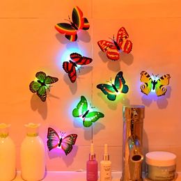 2pc Colourful Luminous Butterfly Small Night Light Can Be Pasted LED Decorative Wall Lights Butterfly Style And Colour Random Shipping