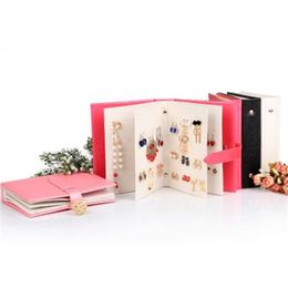 Jewellery Stand 1pcs Women Stud Earrings Collection Book PU Leather Earring Storage Box Creative Jewellery Display Holder Jeweller227g