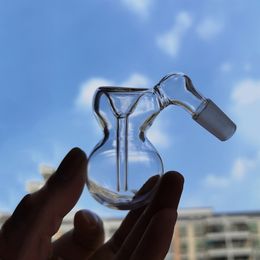 Gourd Shape Glass Ash Catcher Bowl Bubbler For Bong Hookah Two Joint Size 14mm 18mm Percolator Downstem With Fixed Tube Dab Oil Rig Water Pipes