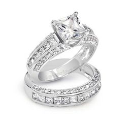 choucong Princess cut Stone 5A Zircon stone 10KT White Gold Filled Wedding Band Ring Set Sz 5-11 Y01222795