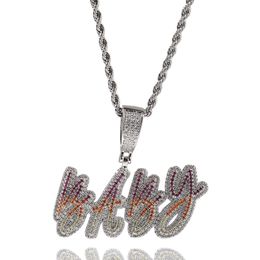 Hip Hop DIY Custom A-Z Letter Name Pendant Necklace Colour Gradient 5A Zircon Jewellery