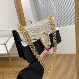 Shoulder Bags Nightclub Girls Bag 2023 Ins New Handbag Snake Skin Pattern Fashion Chain One Shoulder Crossbody Bags
