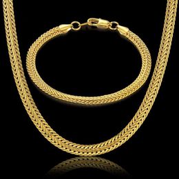 Earrings & Necklace Men Women's Jewelry Set Gold Silver Color Bracelet Curb Cuban Weaving Snake Chain 2021 Whole292b