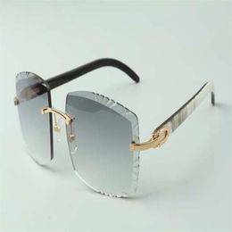 2021 Newest style high quality cutting lens natural hybrid buffalo horns sunglasses 3524022 high-end designers glasses size 58-2894