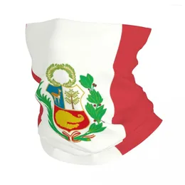 Berets Flag Of Peru Peruvian Bandana Neck Gaiter UV Protection Face Scarf Cover Men Women Headband Tube Balaclava