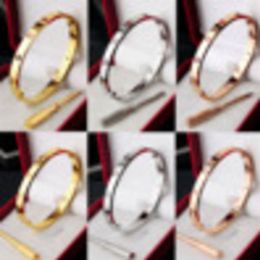 316L TiTitanium Classic Bangles Bracelets For Lover Fashion Wristband Wedding Bangle Rose Gold Thanksgiving Day Bracelet with box 270O