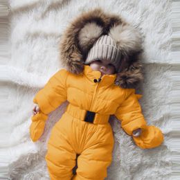 Winter Baby Rompers Infant Girls Boys Warm Hooded Snowsuit Jumpsuit Down Coat Romper Padded Outwear Jacket Snow Wear 231222
