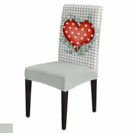 Chair Covers Valentine'S Day Love Eucalyptus Leaves Cover Set Kitchen Stretch Spandex Seat Slipcover Home Decor Dining Room