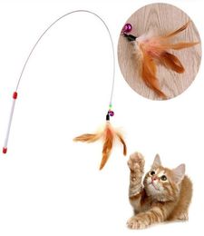 Wire Funny Cat Toy With Feather Bells Funny Cat Stick Pet Supplies Funny Cat Pet Teaser Feather Thread Toy6168230