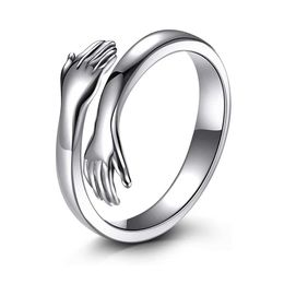 S925 Silver Embrace Open Opening Adjustable Ring Personalized Small Opening Valentine's Day Matching Ring