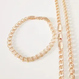 Necklace Earrings Set Selling Jewellery 5MM Women And Men Pink 585 Gold Colour Link Chains Bracelet