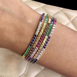rainbow cz tennis bracelet for women new design fashion trendy Jewellery bright Colourful multi Colour stone fashion fashion jewelry236i