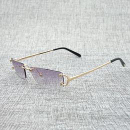 Sunglasses Vintage Small Lens C Wire Men Rimless Square Sun Glasses Women For Outdoor Club Clear Frame Oculos Shades248S