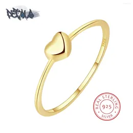 Cluster Rings Exquisite 925 Sterling Silver Ring For Women Stylish 18k Gold Love Shaped Simple Jewellery Valentine's Day Gift Wedding