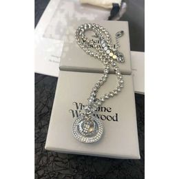 Empress Dowager Xi's full diamond three-dimensional planet pendant necklace niche design light luxury temperament sweater chain high-end accessories