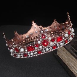 Clipes de cabelo Barrettes Mulheres barrocas de cristal grande coroa floral para Queens tiaras concurso de beleza Acessórios de jóias de casamento de noiva225b