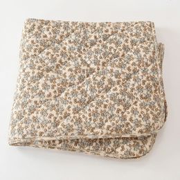 Autumn Winter Warm Soft Cotton Cherry Printed Children Quilt Nap Blanket born Swaddle Wrap Bedding 231222