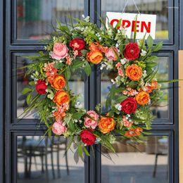 Decorative Flowers Artificial Peony Wreath For Front Door Wall Decor Spring Floral