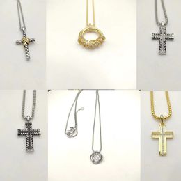 DY Designer Necklace Cross diamonds Pendant for Men and Women Personalized Fashion Jewelry 925 Sterling Silver Twisted gold Chain high quality dy Necklaces with Box