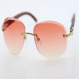 Whole Rimless Original Carved Wood Sunglasses 8200764 Unisex Outdoors driving Glasses High Quality Sun Glasses Metal Optical223Z