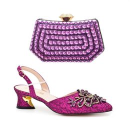 Dress Shoes Doershow Nice African And Bag Matching Set With PURPLE Selling Women Italian For Wedding HHG1-9