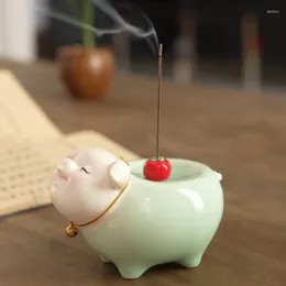 Tea Pets Lucky Pig Creative Ceramic Incense Ware Wire Burner Zen Insert Household Indoor Ornaments