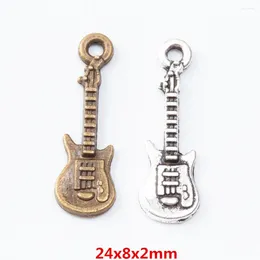 Charms 100 Pieces Of Retro Metal Zinc Alloy Guitar Pendant For DIY Handmade Jewelry Necklace Making 7216