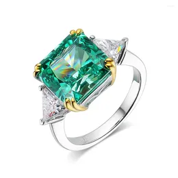 Cluster Rings Desire 925 Sterling Silver 10 10mm Emerald High Carbon Diamond For Women Sparkling Wedding Fine Jewelry Wholesale Gift
