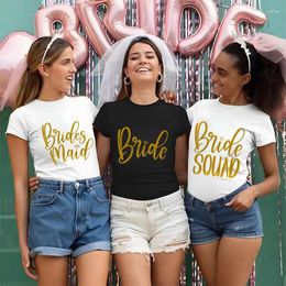 Women's T Shirts Team Bride Squad Bridesmaid T-shirt Friends Bridal Wedding Tops Girls Bachelorette Hen Party Tees Aesthetic Short Sleeve