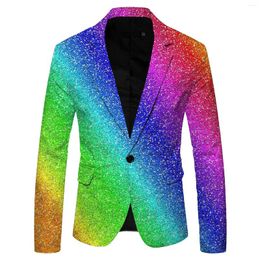 Men's Suits Shiny Sequin Suit Jacket Stage Performance Coat Blue Red Purple Blazers V-Neck Nightclub Tuxedo