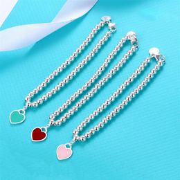 Heart Form Bracelet Designer Enamel Chain Luxury Brand 4mm Ball Chain Senior Fashion Bracelets Party Wedding Accessories Valentine306L