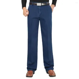 Men's Jeans Men Straight-leg Denim Formal Business Style High Waist Straight Wide Leg With For Long