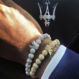 Mcllroy Charm Bracelet women men gold silver bracelet Men Stainless Steel Beads Bracelets Crown Cubic Zirconia Bracelets Jewelry J214Q