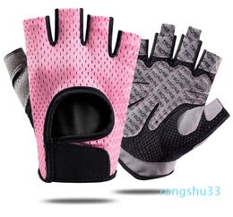 Cycling Half Finger Gym Glove Pink Red Fingertips Sports Cycle without Female