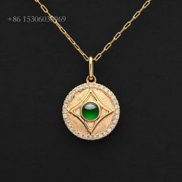 New Fashion Imperial Green Jade Real Gold Inlaid Diamond Jadeite Pendants For Women