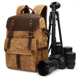 Backpack Large Capacity Pography Camera Bag Retro Canvas Waterproof Men Outdoor Travel Case SLR With Tripod Bit