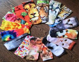 Unisex 3D Animal Tatoo cut Ankle Socks Fashion Graphic Dollar skull Pussy Cat Rabbits Printed Socks Hosiery 200pcslot3743613