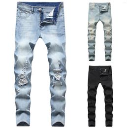 Men's Jeans Work Wash Vintage Casual Fold Hole Trousers Pencil Pants Men Jean Big And Tall
