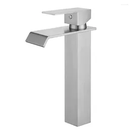 Bathroom Sink Faucets Basin Faucet 304 Stainless Steel Cold Wash Mixer Tap Waterfall Single Handle Brushed Nickel Black Taps